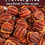 collage of rolo pecan pretzel bites with recipe name overlay