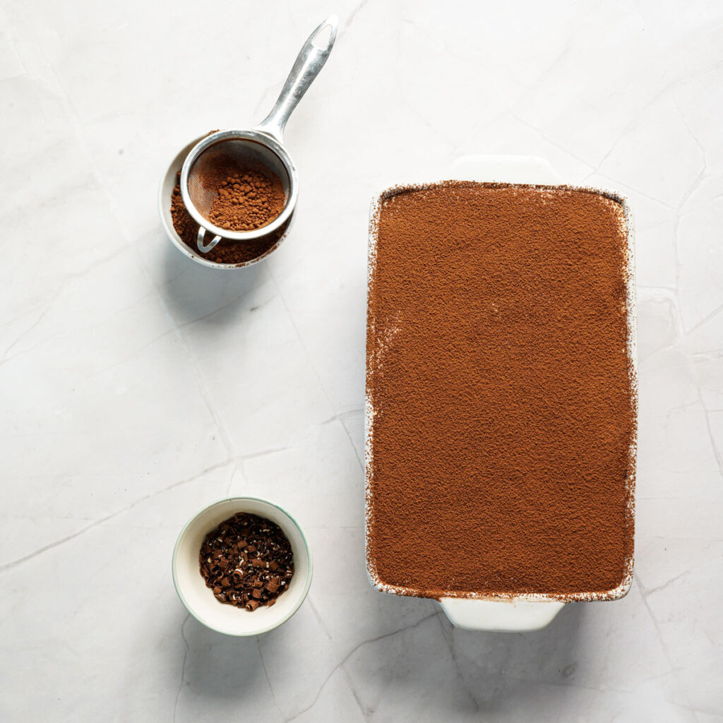 tiramisu in white dish