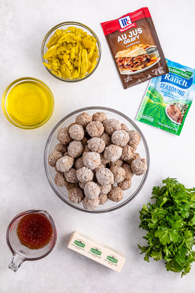 mississippi meatballs in bowls on countertop