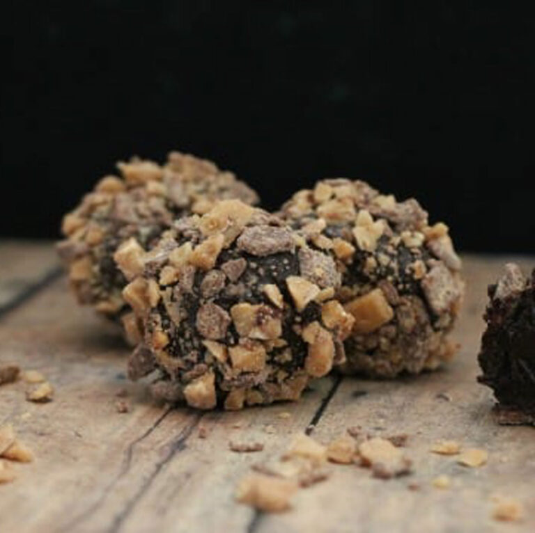 3 dark chocolate toffee truffles