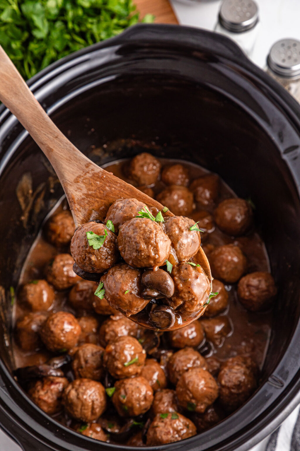 Crockpot Salisbury Steak Meatballs - The Happier Homemaker