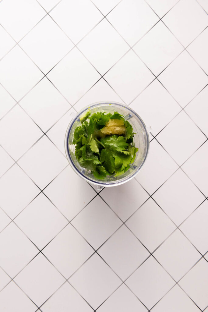 cilantro in food processor