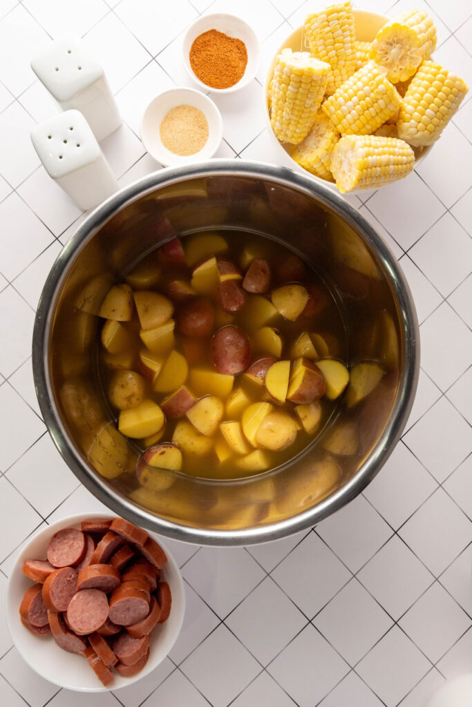 potatoes and broth in instant pot