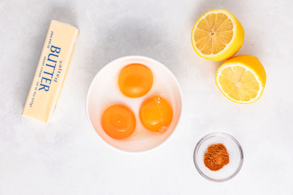 hollandaise sauce ingredients on countertop
