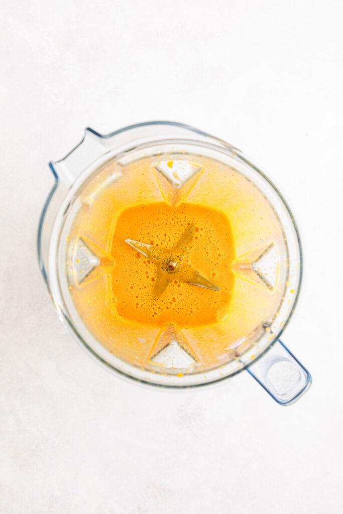 blended egg yolks in food processor for hollandaise sauce