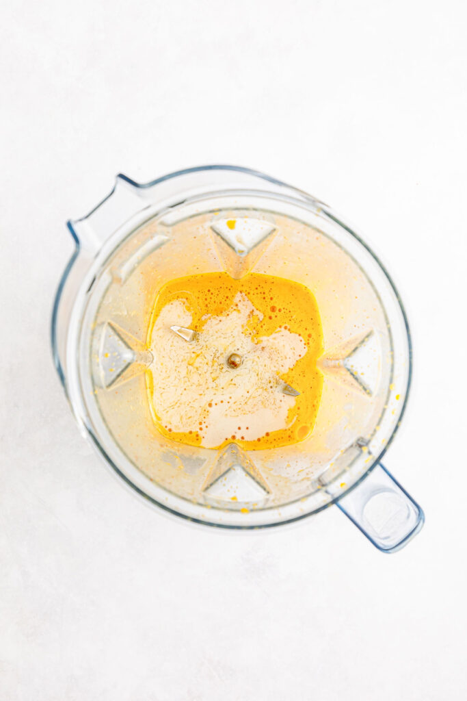 food processor with ingredients for hollandaise sauce