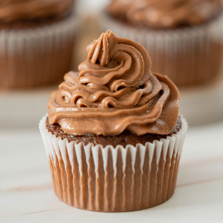 cupcake topped with nutella frosting