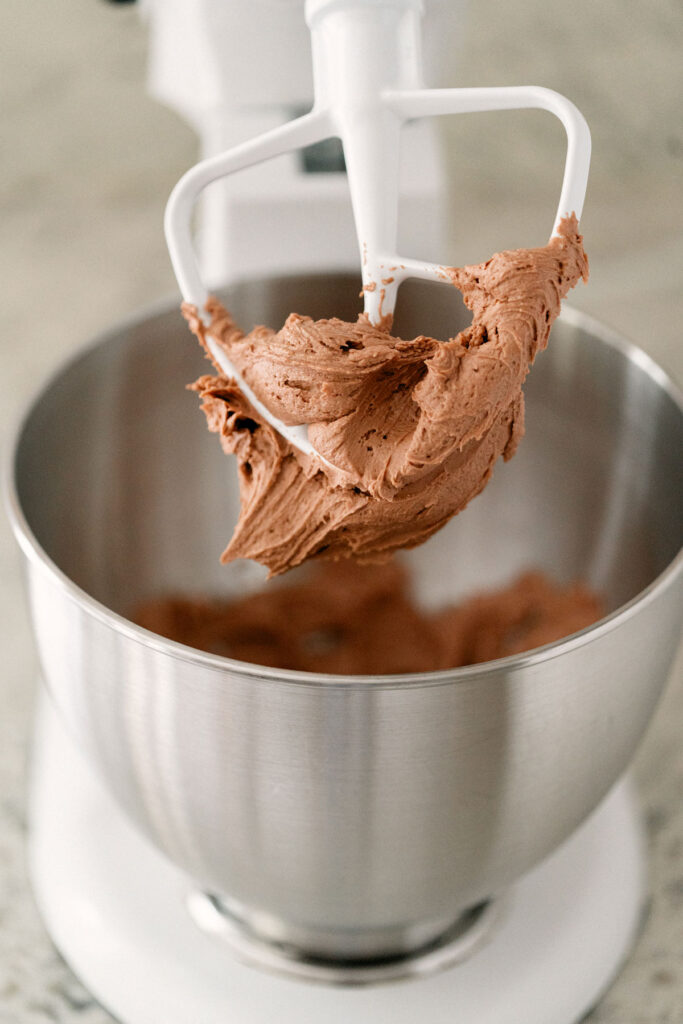 nutella frosting on mixer paddle