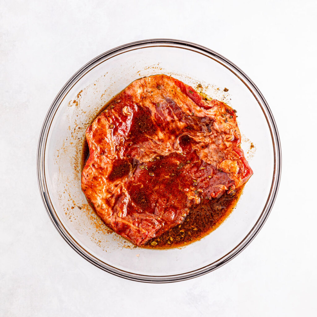 marinating meat in carne asada marinade