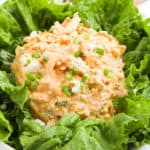 buffalo chicken salad in bed of lettuce