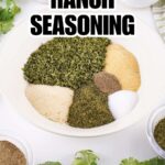 ranch seasoning in bowl with recipe name overlay