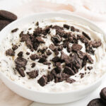 OREO cheesecake dip in white bowl