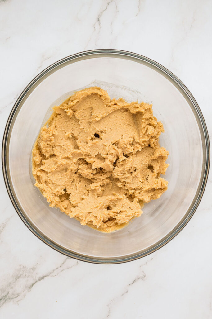 cookie dough in glass bowl