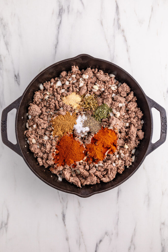 ground beef in skillet