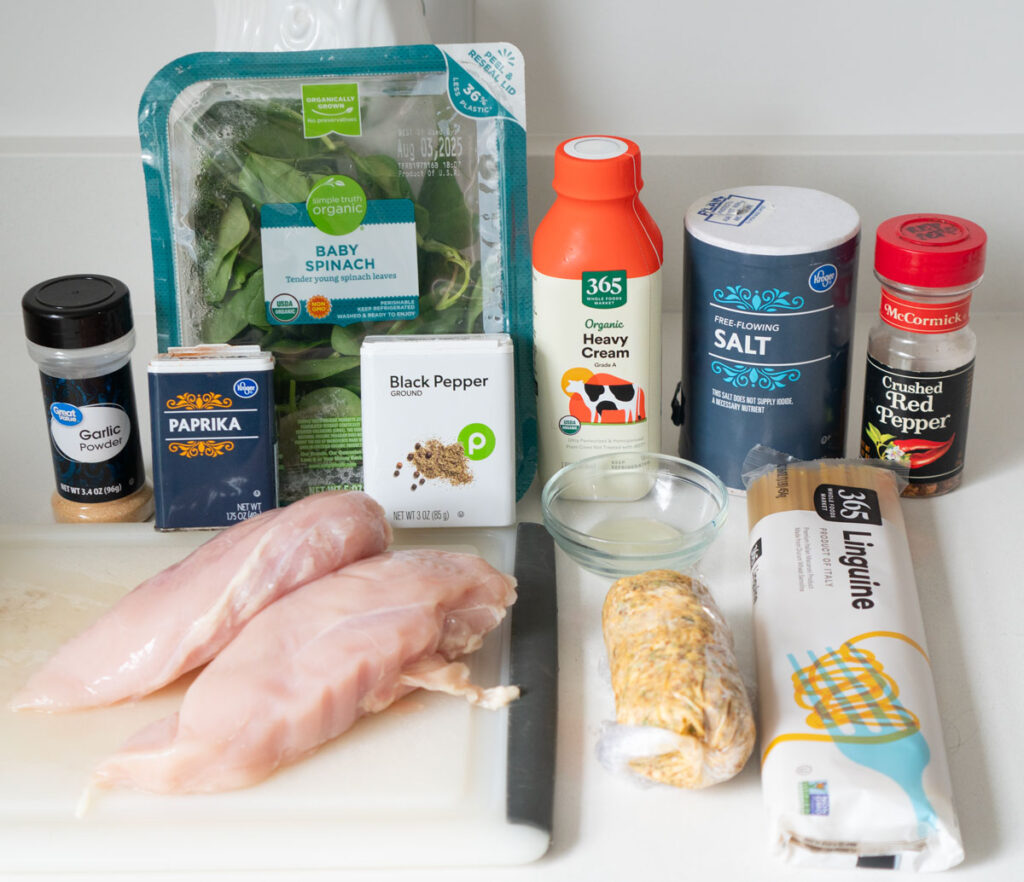 cowboy butter chicken pasta ingredients on countertop