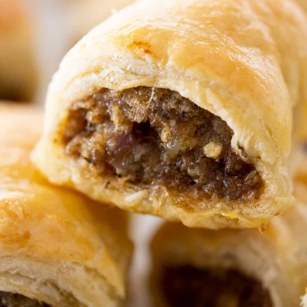 close up of sausage roll