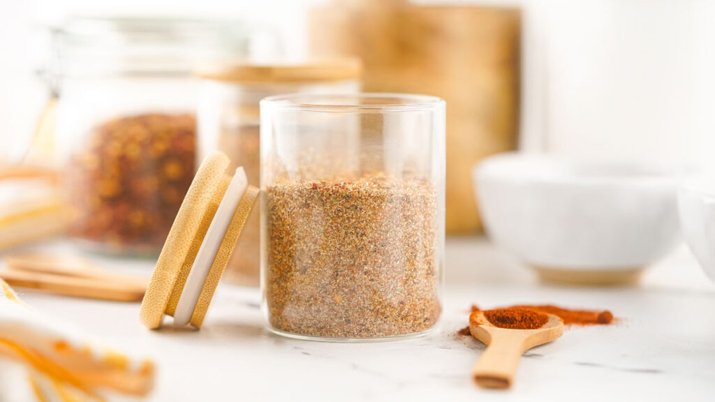 Jamaican jerk seasoning in glass jar