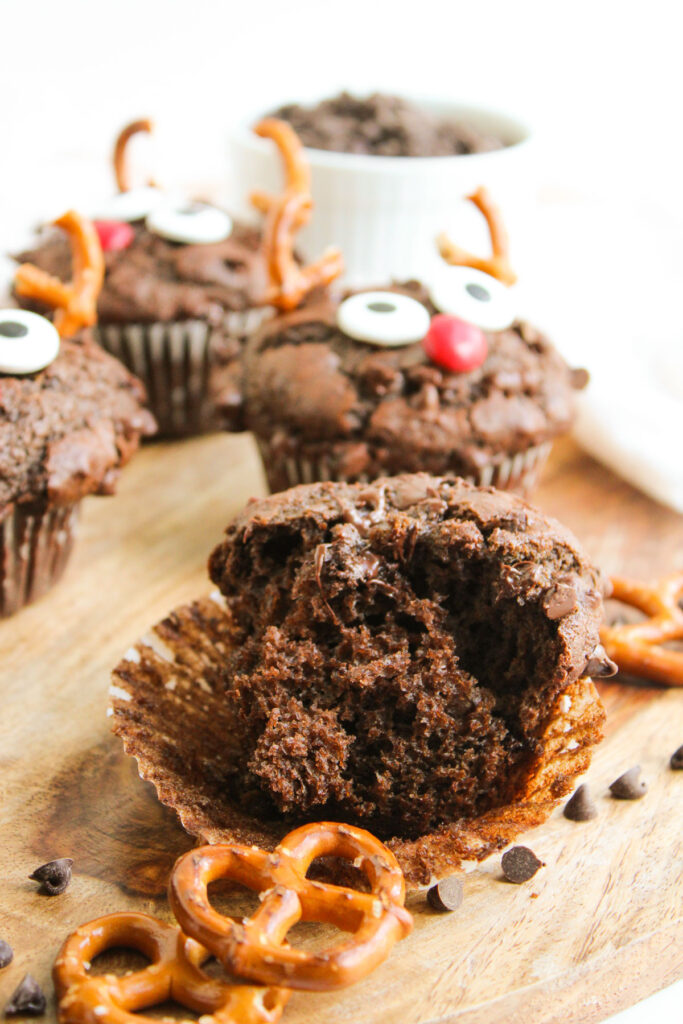 reindeer muffins with one half eaten