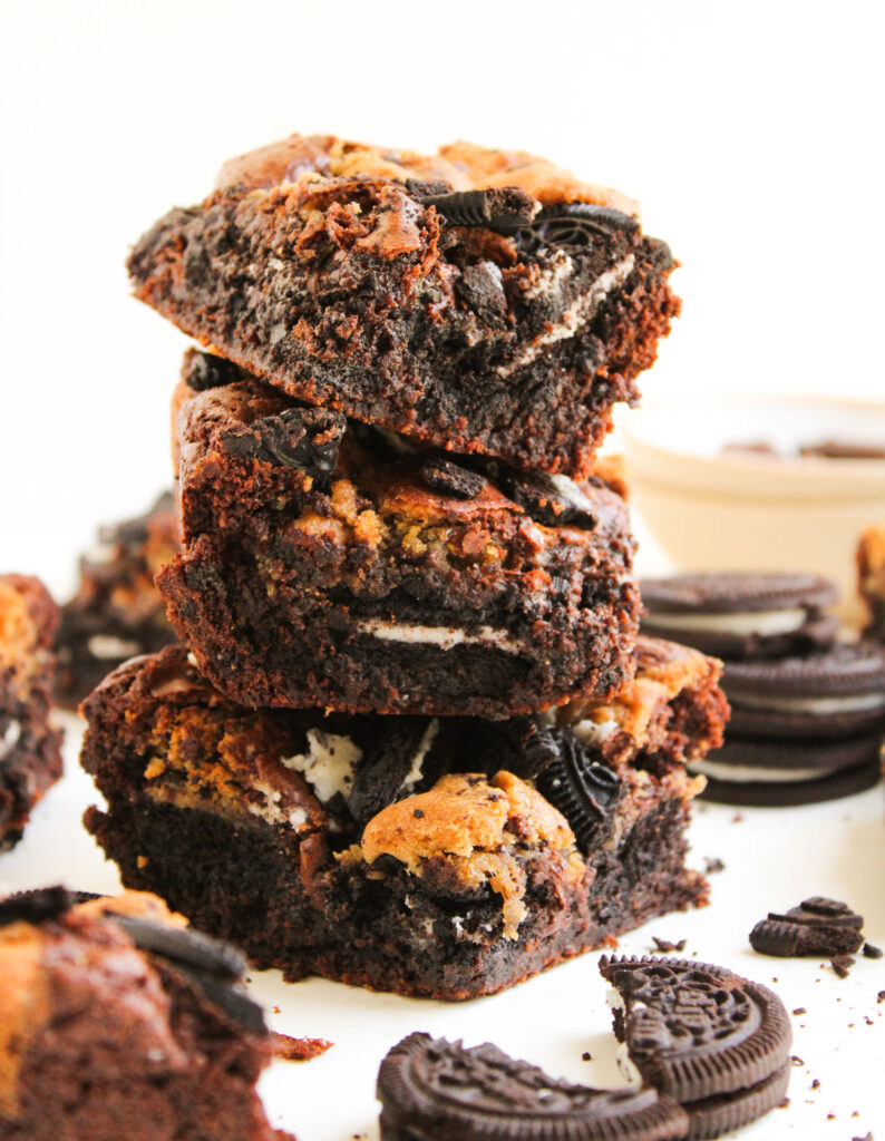 stack of three oreo brookies