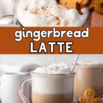 collage of gingerbread latte with recipe name overlay