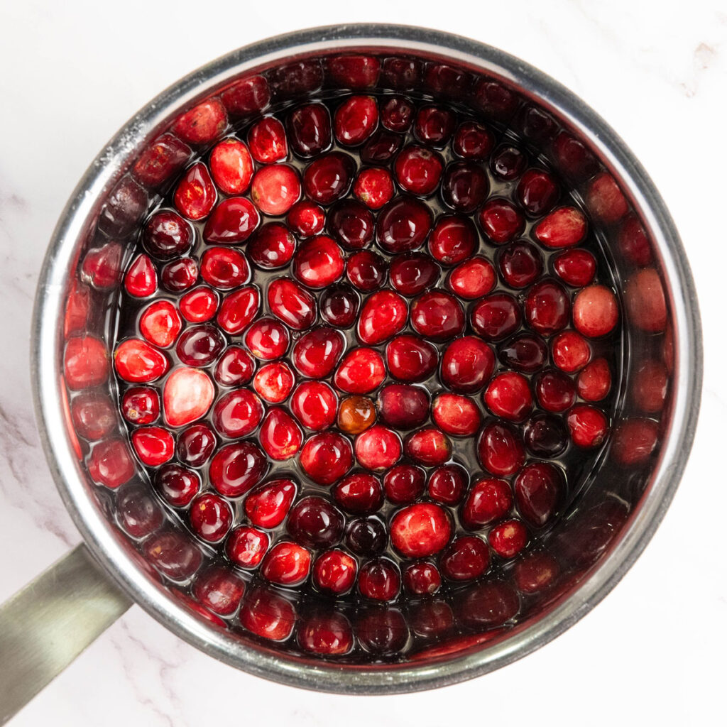 cranberries in pot