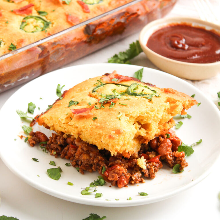 serving of cowboy casserole on white plate