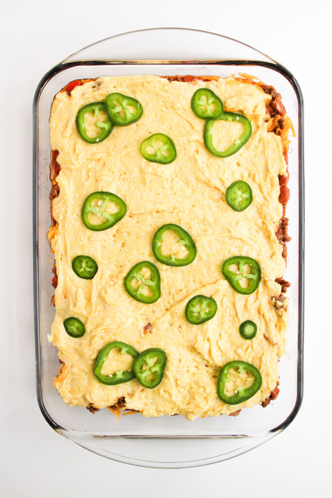 cowboy casserole before baking