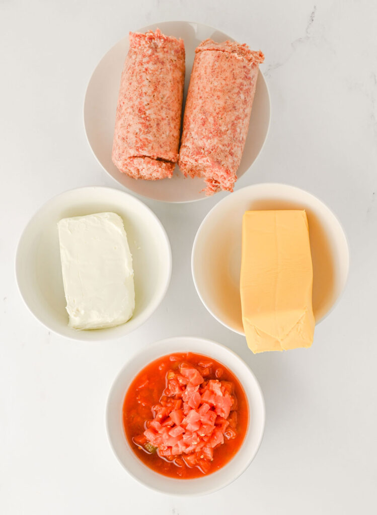 football dip ingredients on white countertop