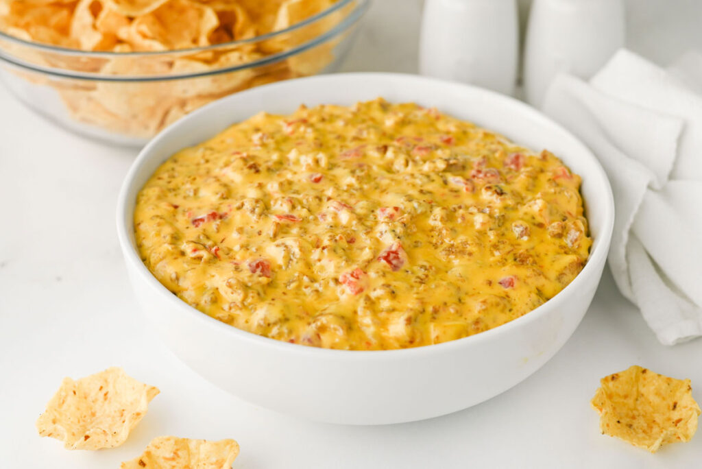 football dip in white bowl