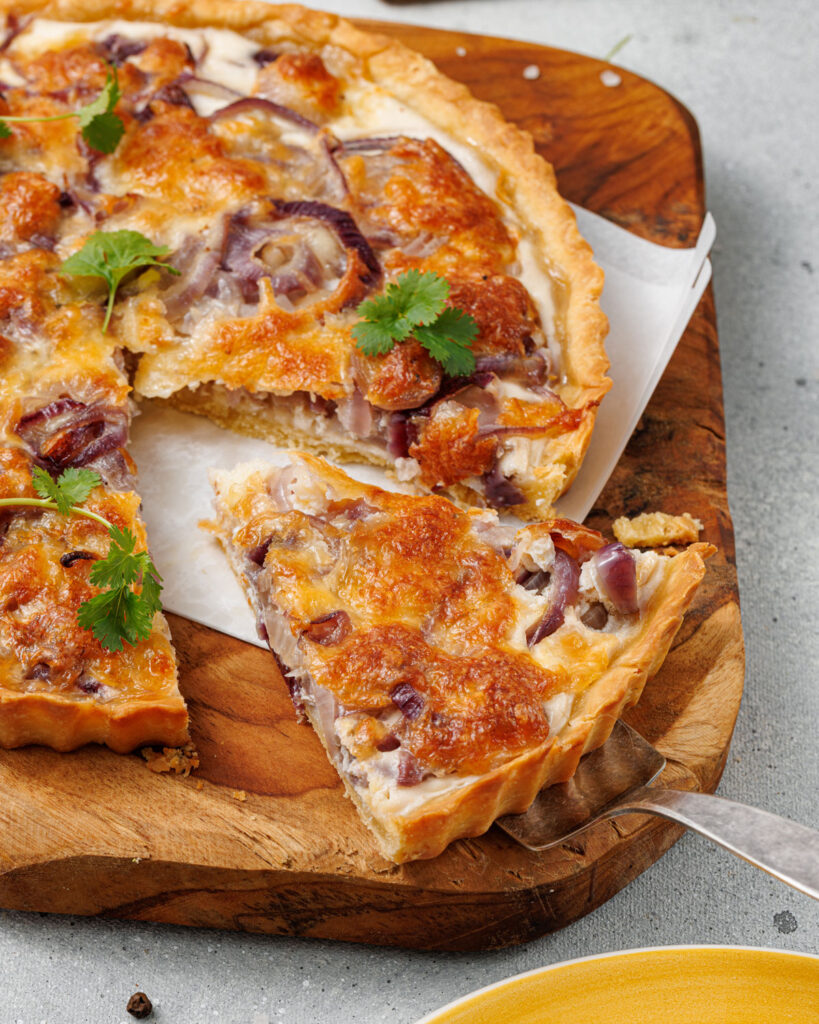 removing slice from onion tart