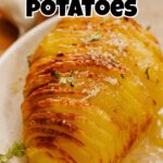 collage of hasselback potatoes with recipe name overlay