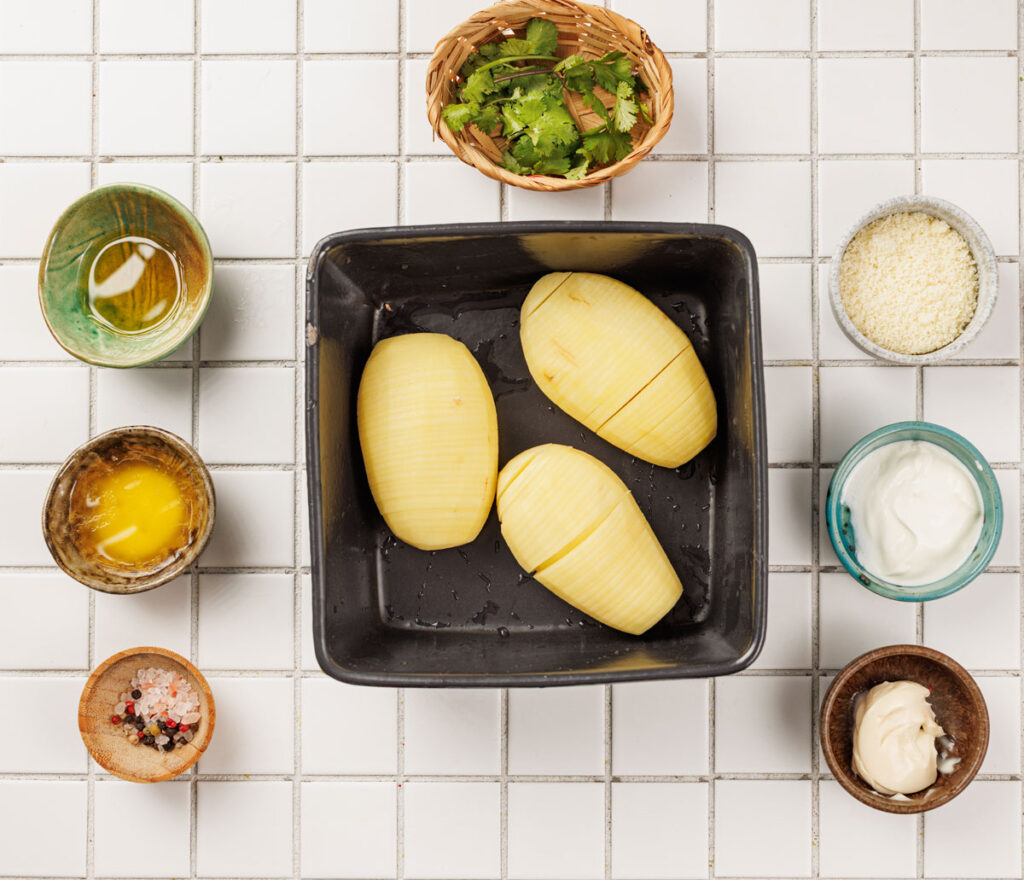 hasselback potatoes before baking