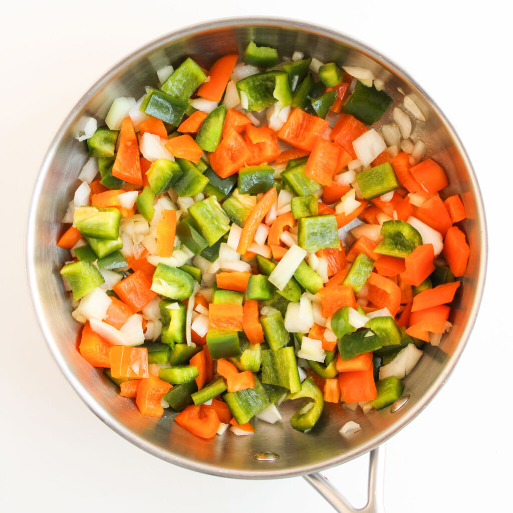 chopped vegetables in skillet