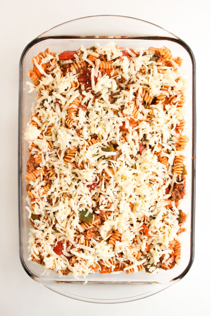 stuffed pepper casserole before baking