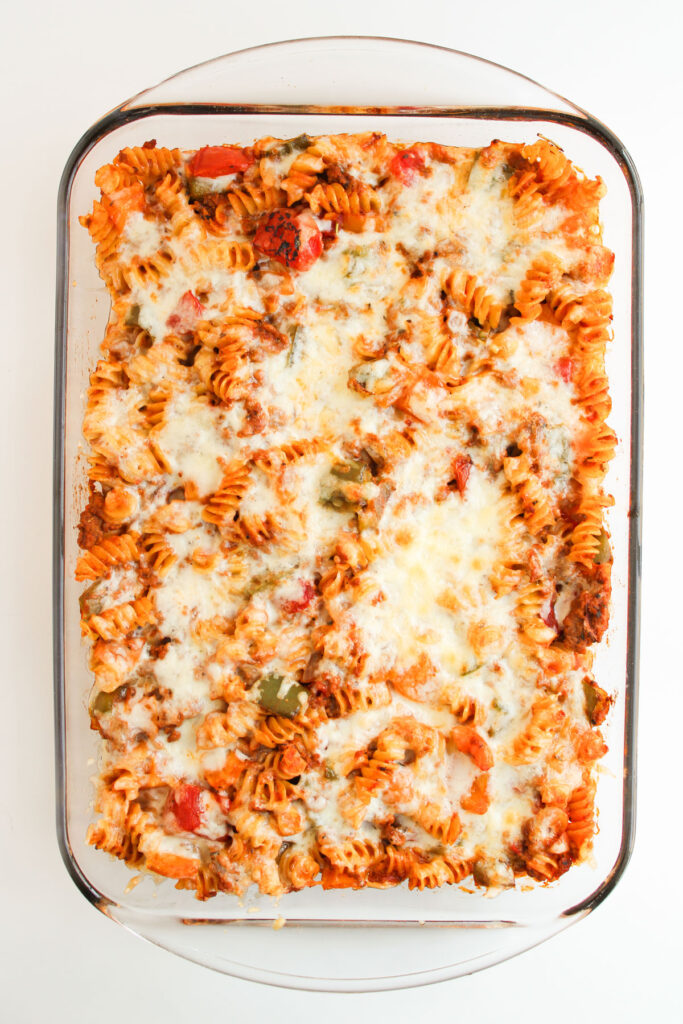 stuffed pepper casserole after baking