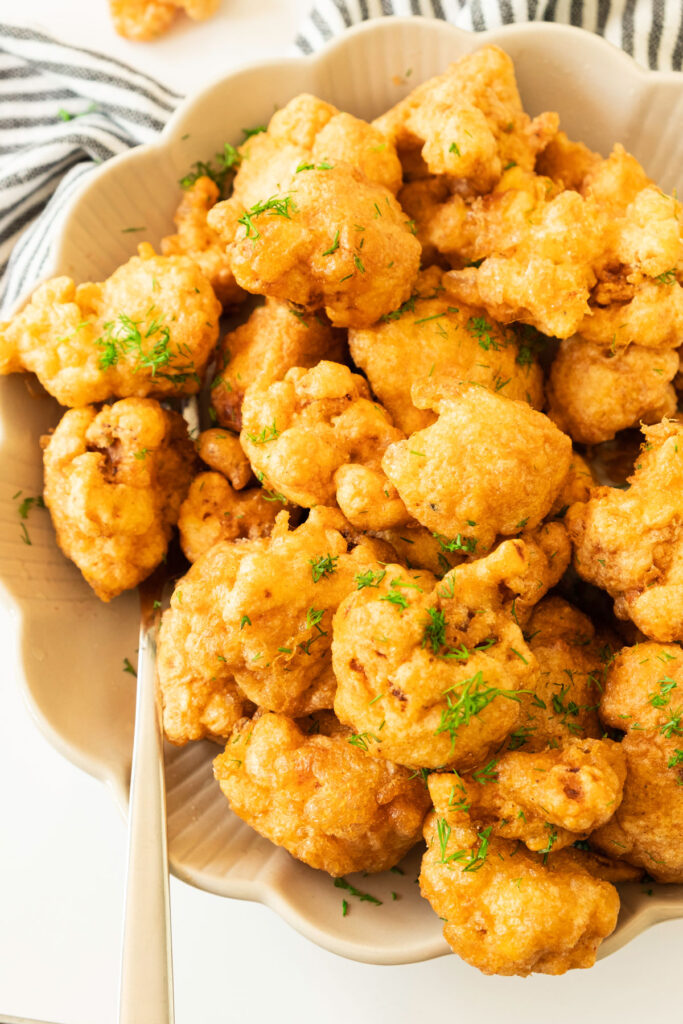 close up of crispy cauliflower bites