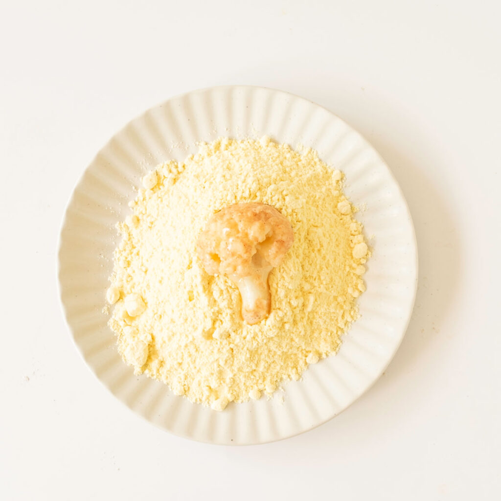 cauliflower bite in breading