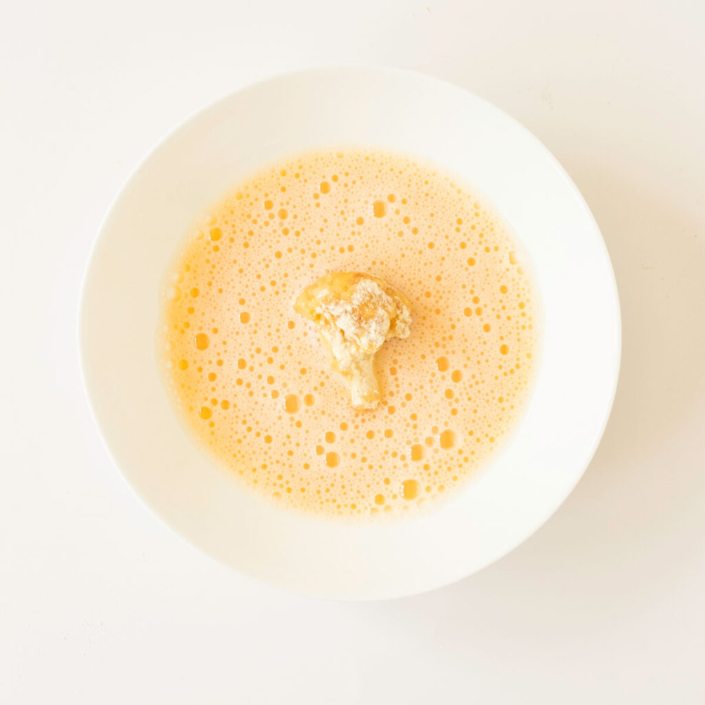 cauliflower floret in batter