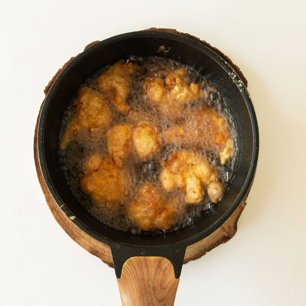 frying crispy cauliflower bites