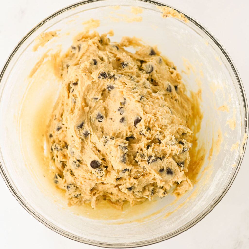baileys chocolate chip cookie dough in glass bowl