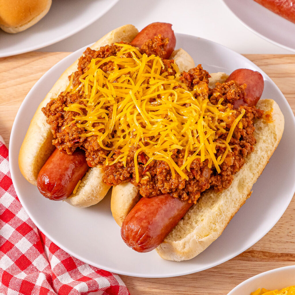 hot dogs with chili and cheese