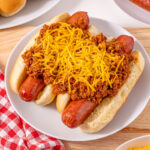 hot dogs with chili and cheese