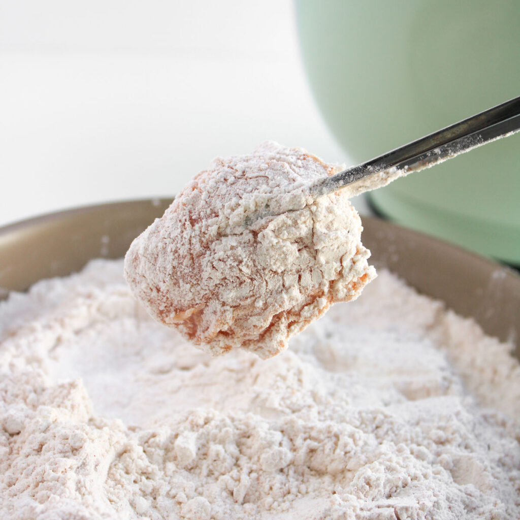 breading boneless wings in flour